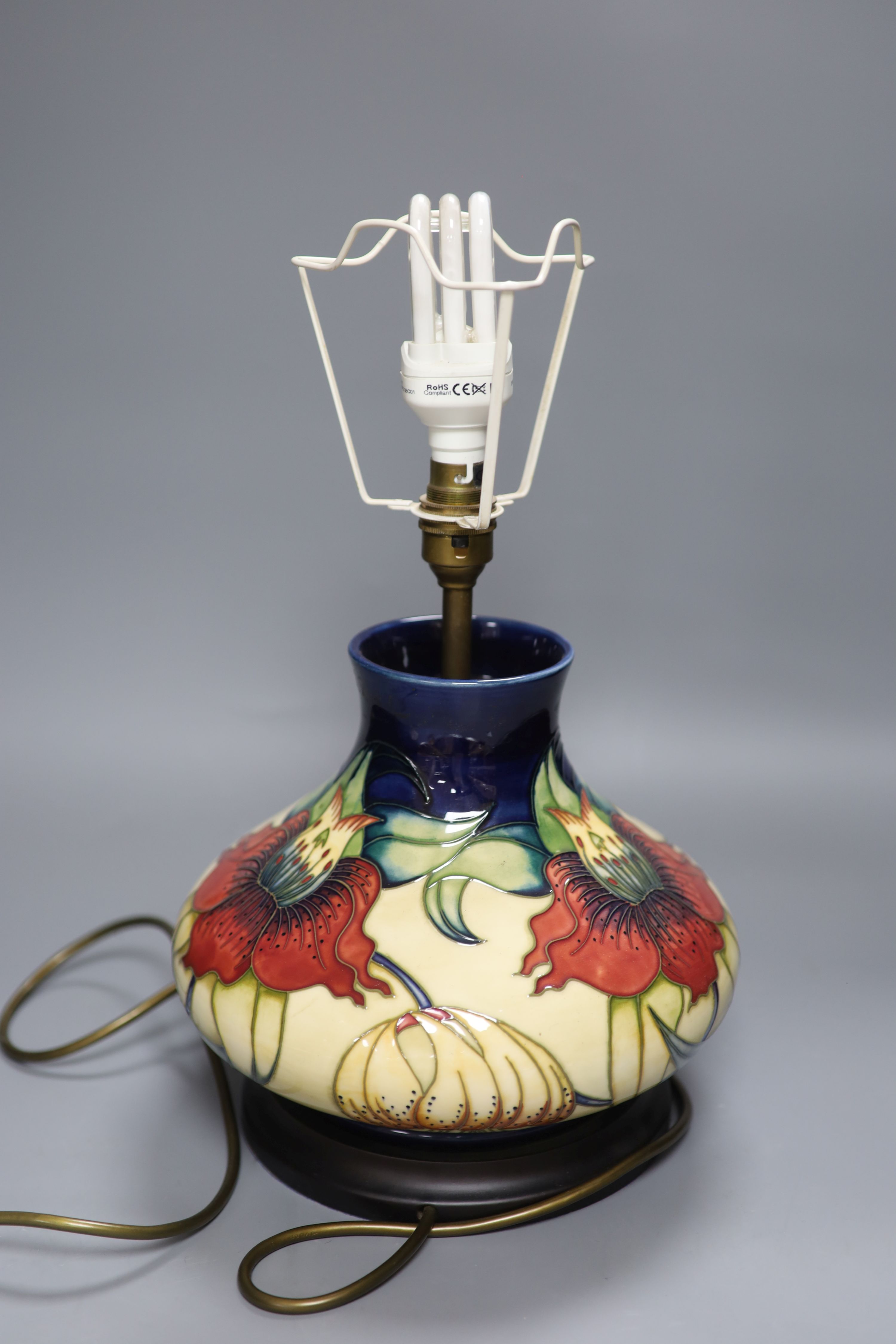 A Moorcroft table lamp, height 22cm excl. fittings